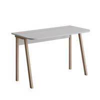 Íróasztal, fehér, fa lábakkal, 100cm - SCOLAIRE - Butopêa